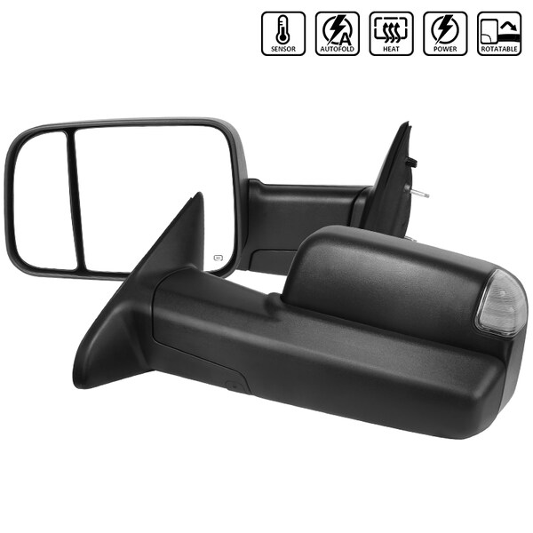 Spec-D Tuning 13-15 Dodge Ram Towing Mirrors- Black Texture RMX-RAM13HP-AT-FS - main